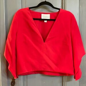 Elegant Red V-Neck Women's Top
